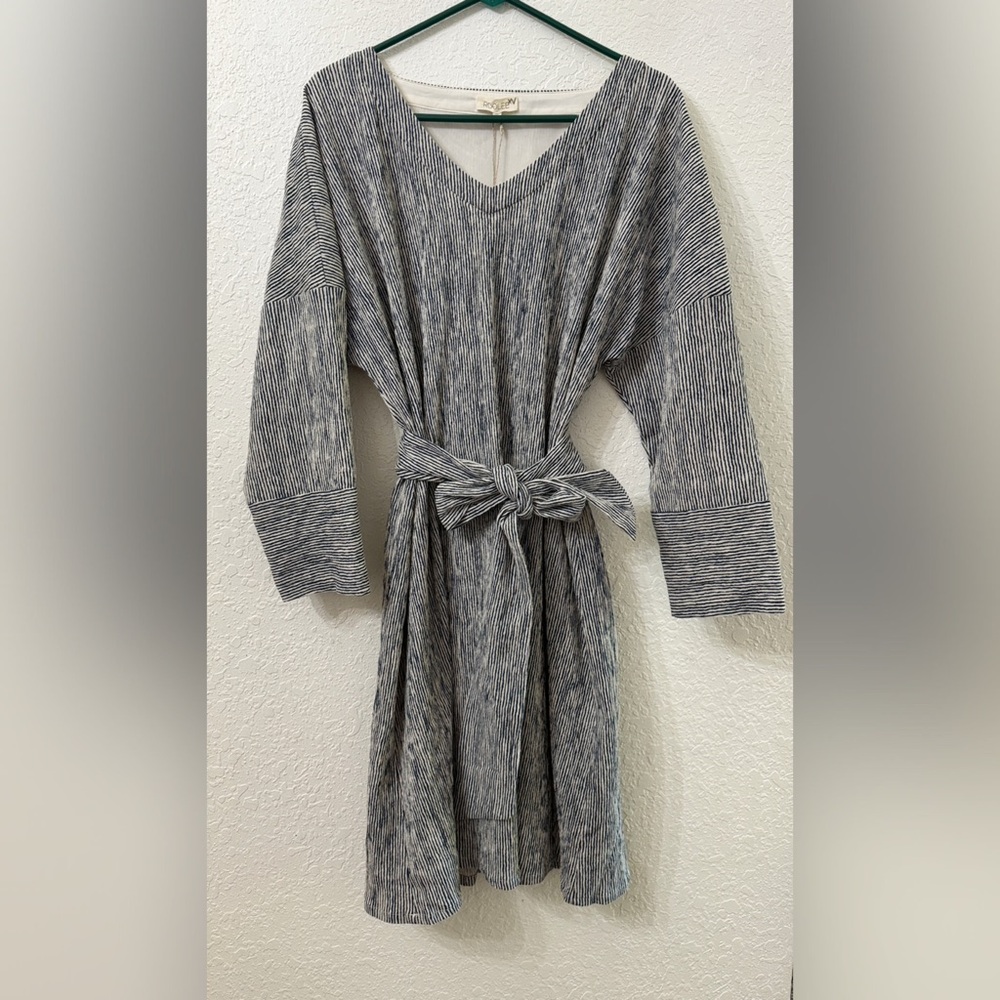 Roolee NWT Textured Long Sleeve Linen Tunic Midi Dress - L
